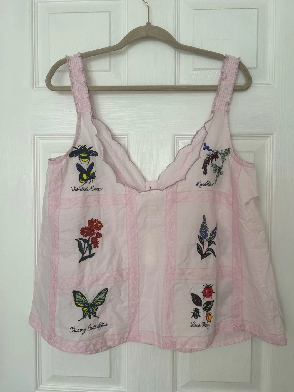 Anthropologie LyreBird Sleeveless Embroidered Buttondown Top